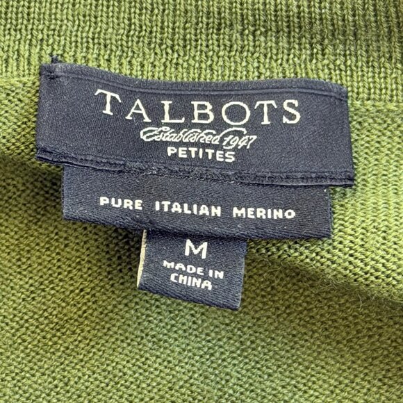 Talbots Womens Olive Green Merino Cardigan Sweater Pure Wool Button Front Size M - Picture 5 of 7